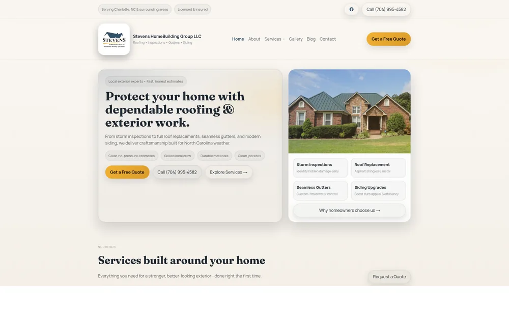 Stevens HomeBuilding Group website preview